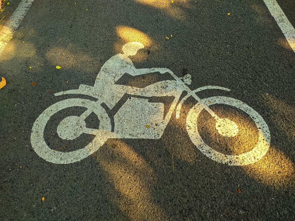 Motorcycle lane marked on the road